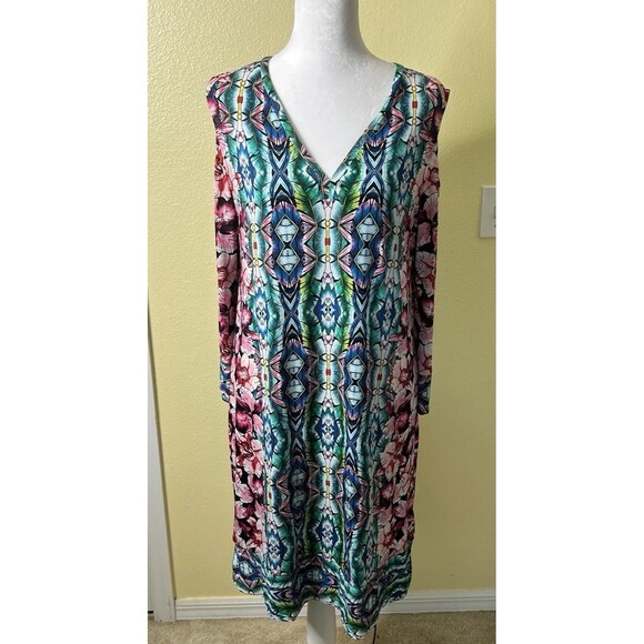 Nicole by Nicole Miller Women’s Multicolor Floral Cold Shoulder Sheath Dress M - Picture 2 of 7